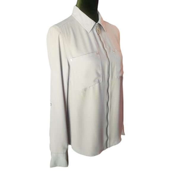 Michael Kors | Long Sleeve | Tan | Zip Front | Blouse with Pockets | NWOT | Sm - Picture 3 of 11